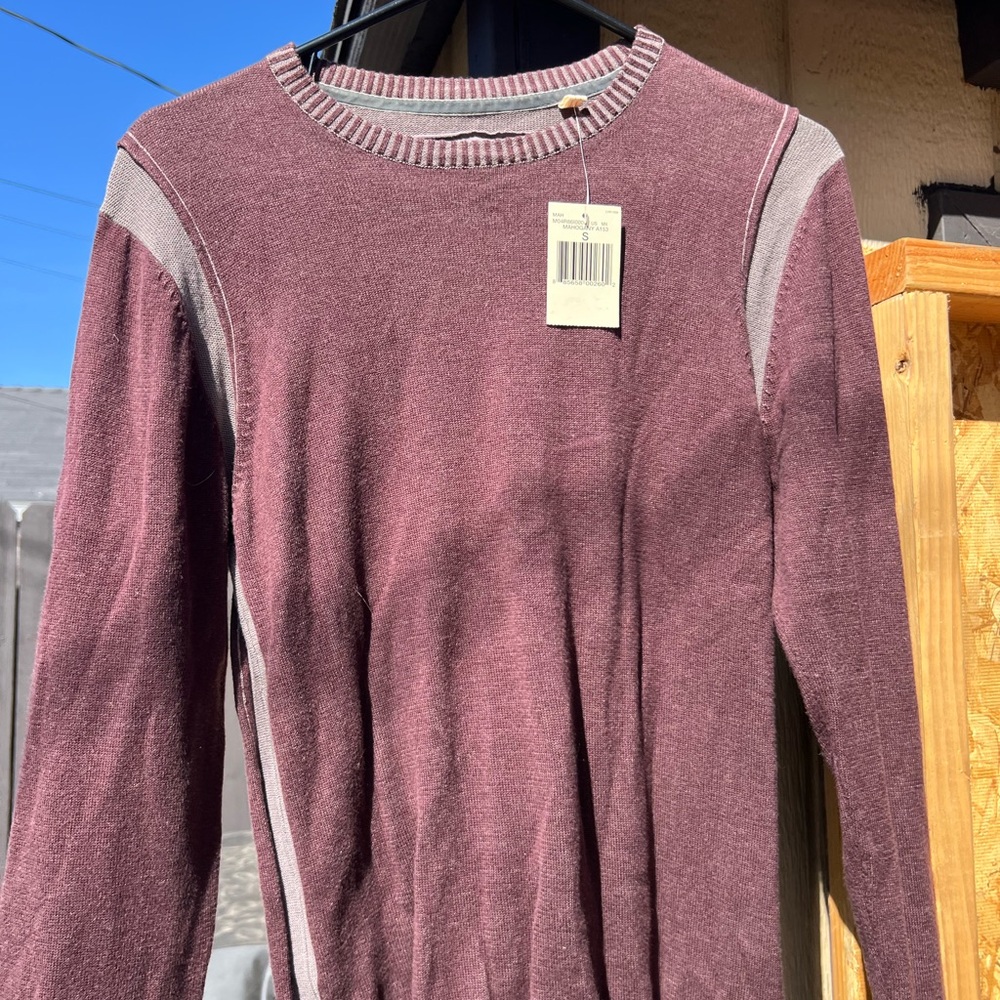 Burgundy and Gray Long Sleeve Sweater
